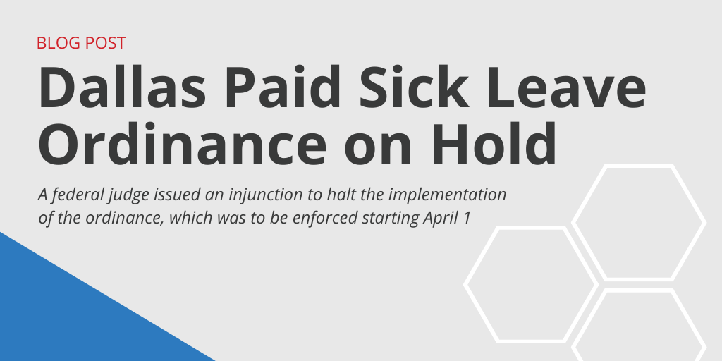 Dallas Paid Sick Leave on Hold