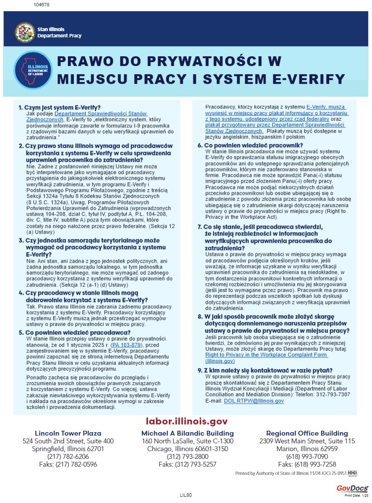 PRAWO DO PRYWATNOSCI W MIEJSCU PRACY I SYSTEM E-VERIFY