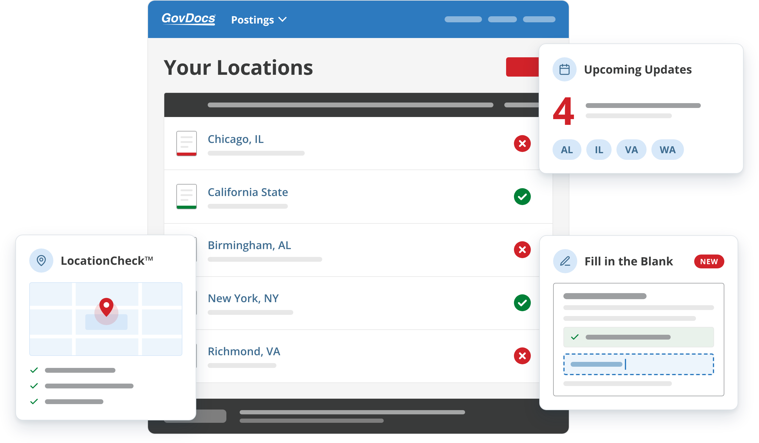 GovDocs Dashboard Graphic showing locations, locationcheck, and fill in the blank